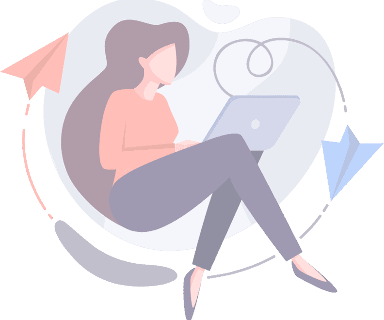 dizüstü bilgisayarla çalışan kadın çizimi