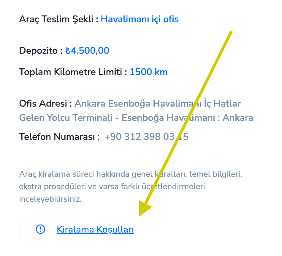 araç kiralama şartları